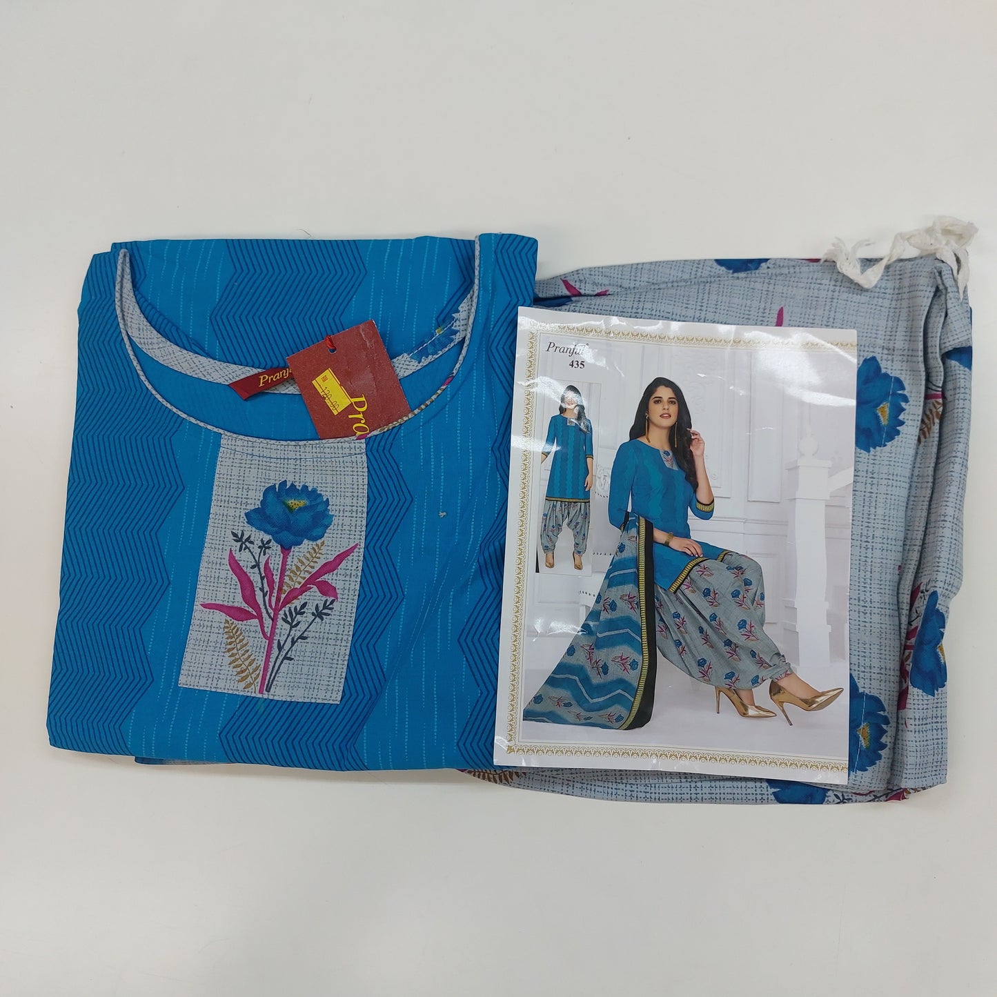 Pranjul Colourful Pure Cotton Readymade Punjabi Suit / Salwar Suit.