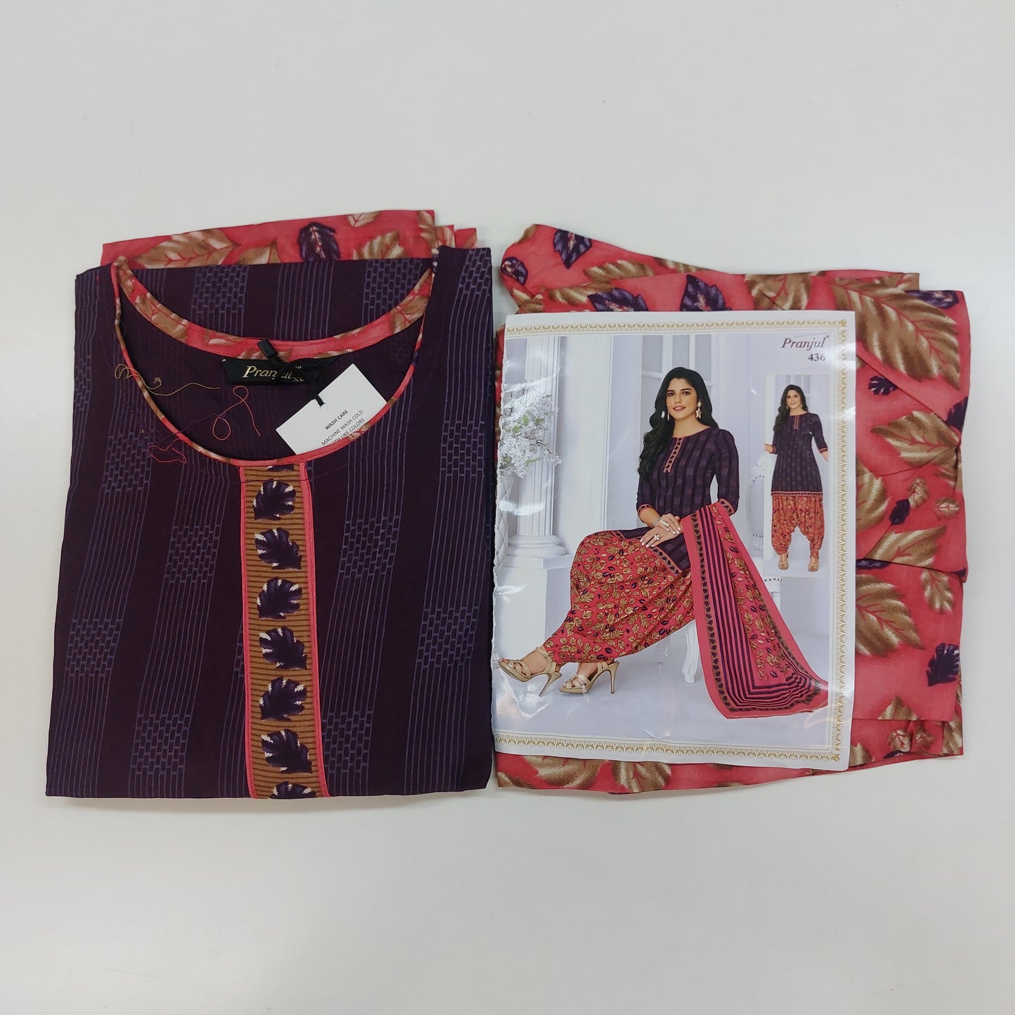 Pranjul Colourful Pure Cotton Readymade Punjabi Suit / Salwar Suit.