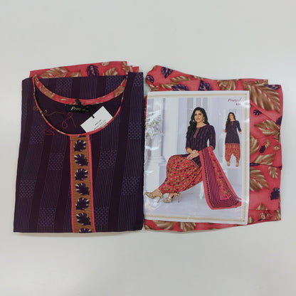 Pranjul Colourful Pure Cotton Readymade Punjabi Suit / Salwar Suit.