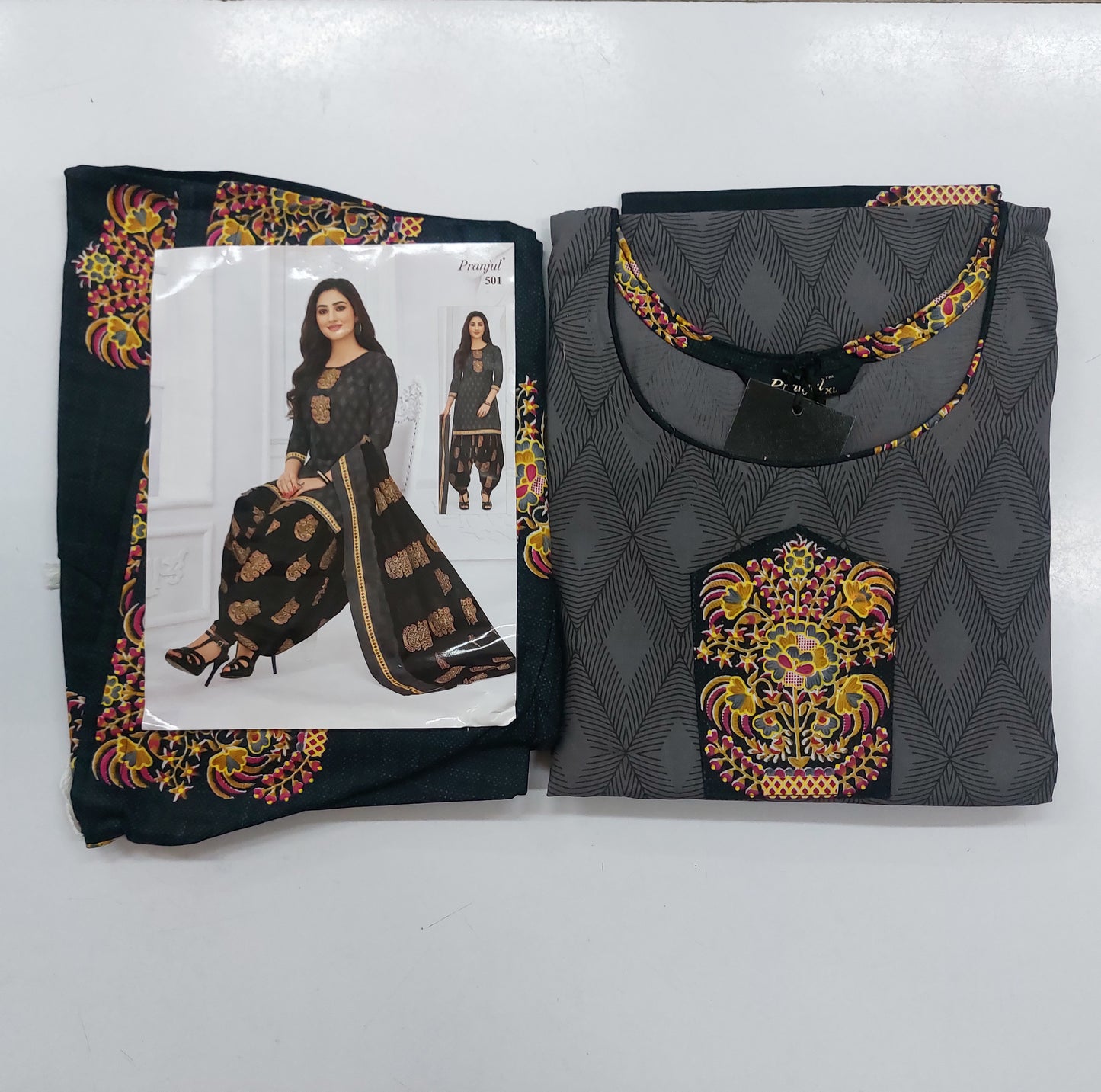 Pranjul Colourful Pure Cotton Readymade Punjabi Suit / Salwar Suit. (500 Series)
