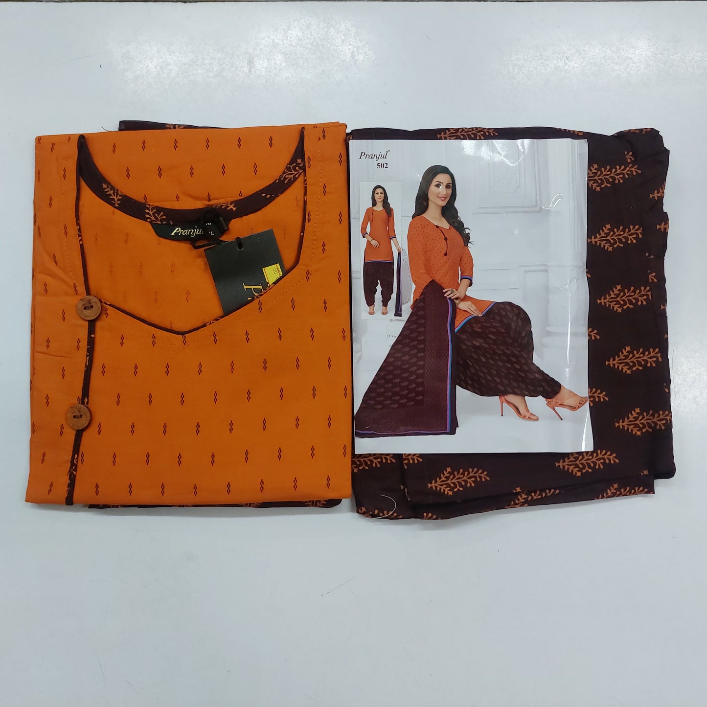 Pranjul Colourful Pure Cotton Readymade Punjabi Suit / Salwar Suit. (500 Series)