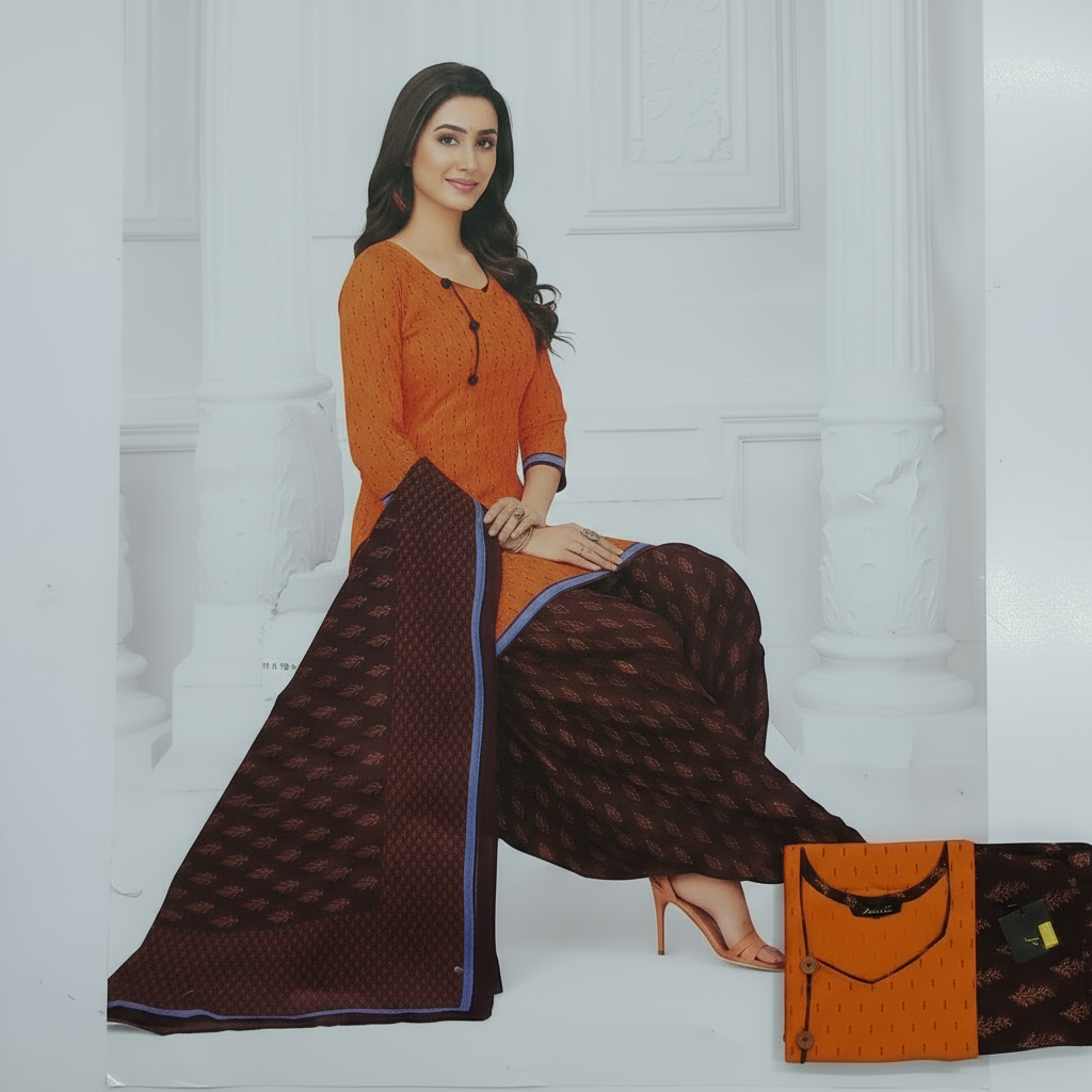 Pranjul Colourful Pure Cotton Readymade Punjabi Suit / Salwar Suit. (500 Series)