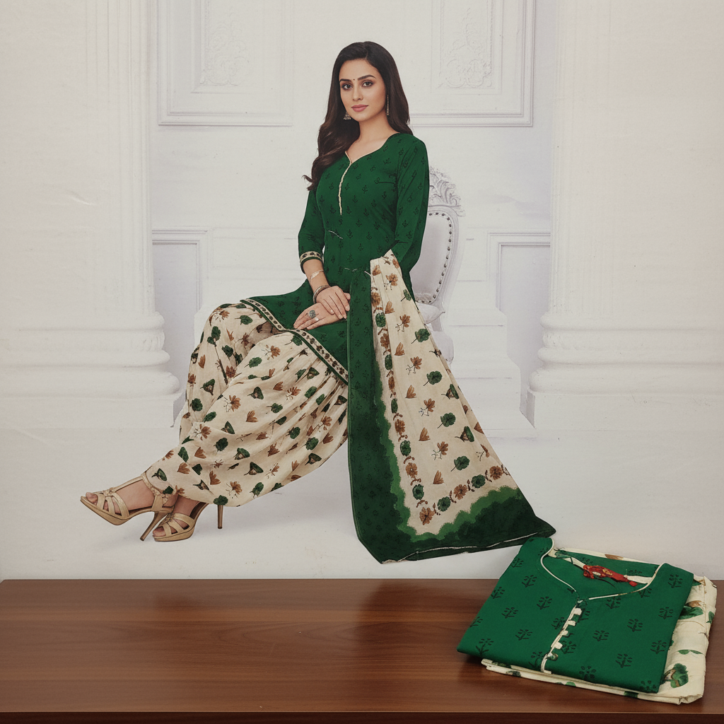 Pranjul Colourful Pure Cotton Readymade Punjabi Suit / Salwar Suit. (500 Series)