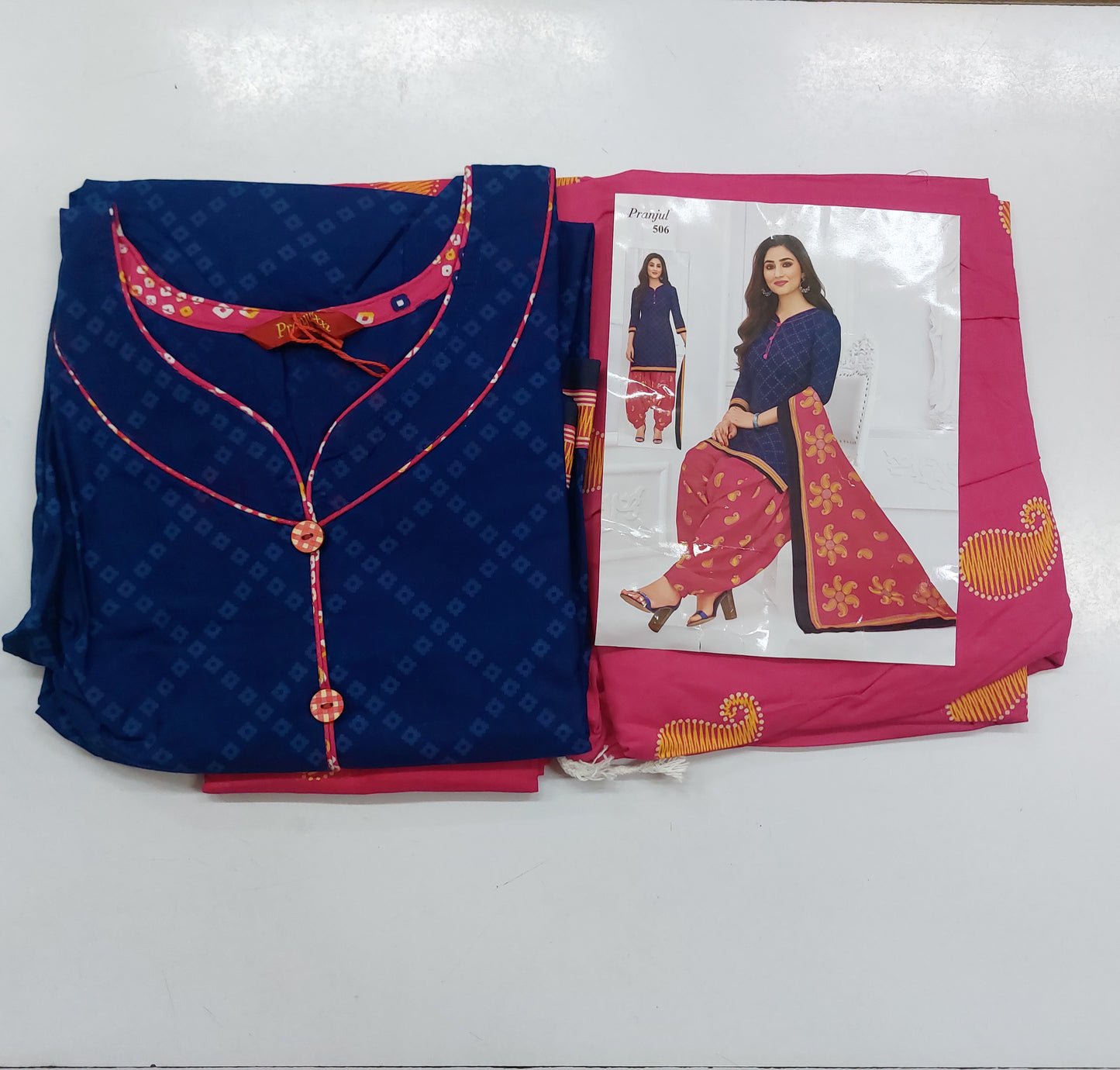 Pranjul Colourful Pure Cotton Readymade Punjabi Suit / Salwar Suit. (500 Series)