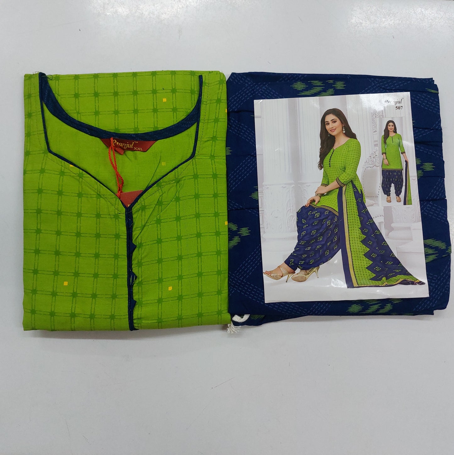 Pranjul Colourful Pure Cotton Readymade Punjabi Suit / Salwar Suit. (500 Series)
