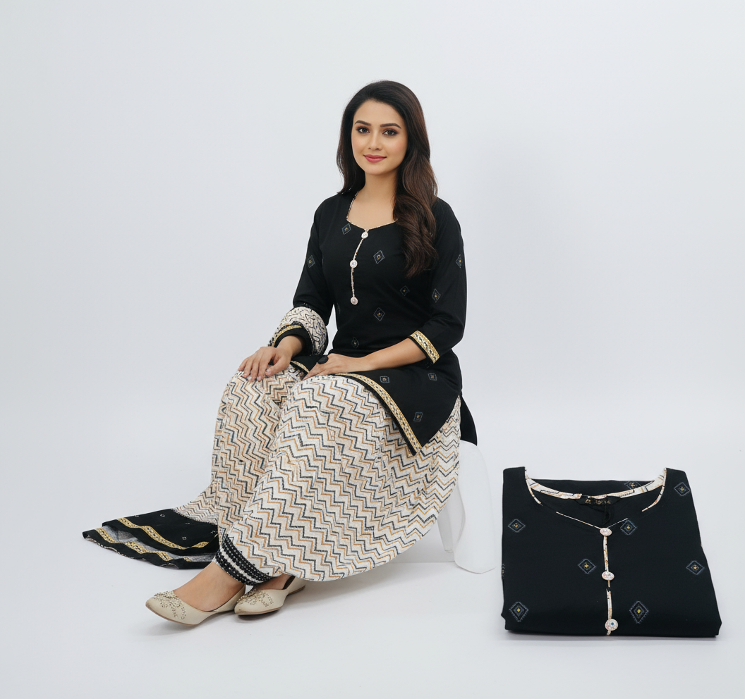 Pranjul Colourful Pure Cotton Readymade Punjabi Suit / Salwar Suit. (500 Series)