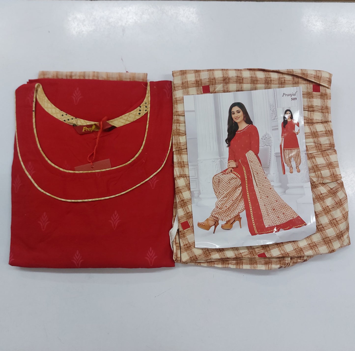 Pranjul Colourful Pure Cotton Readymade Punjabi Suit / Salwar Suit. (500 Series)