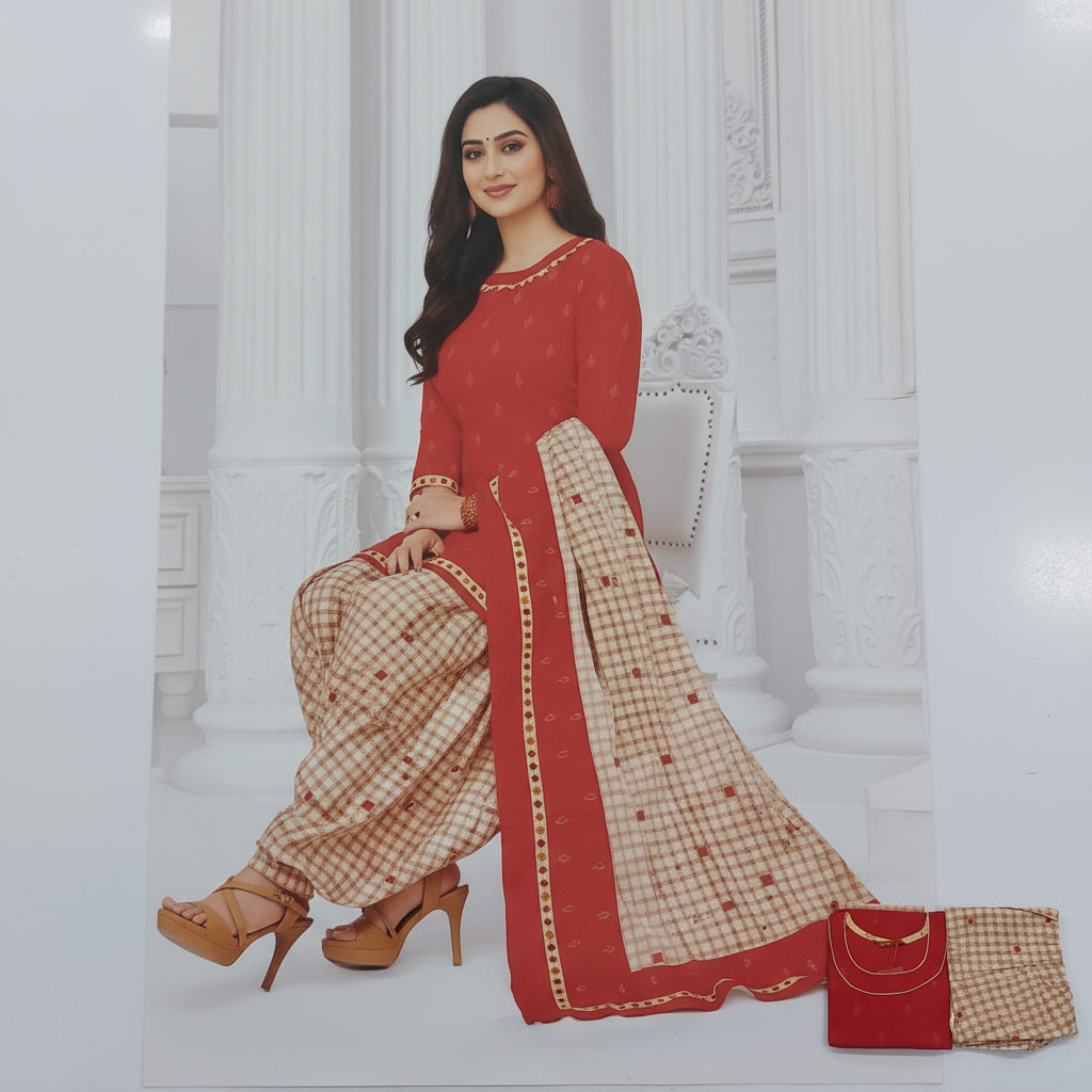 Pranjul Colourful Pure Cotton Readymade Punjabi Suit / Salwar Suit. (500 Series)