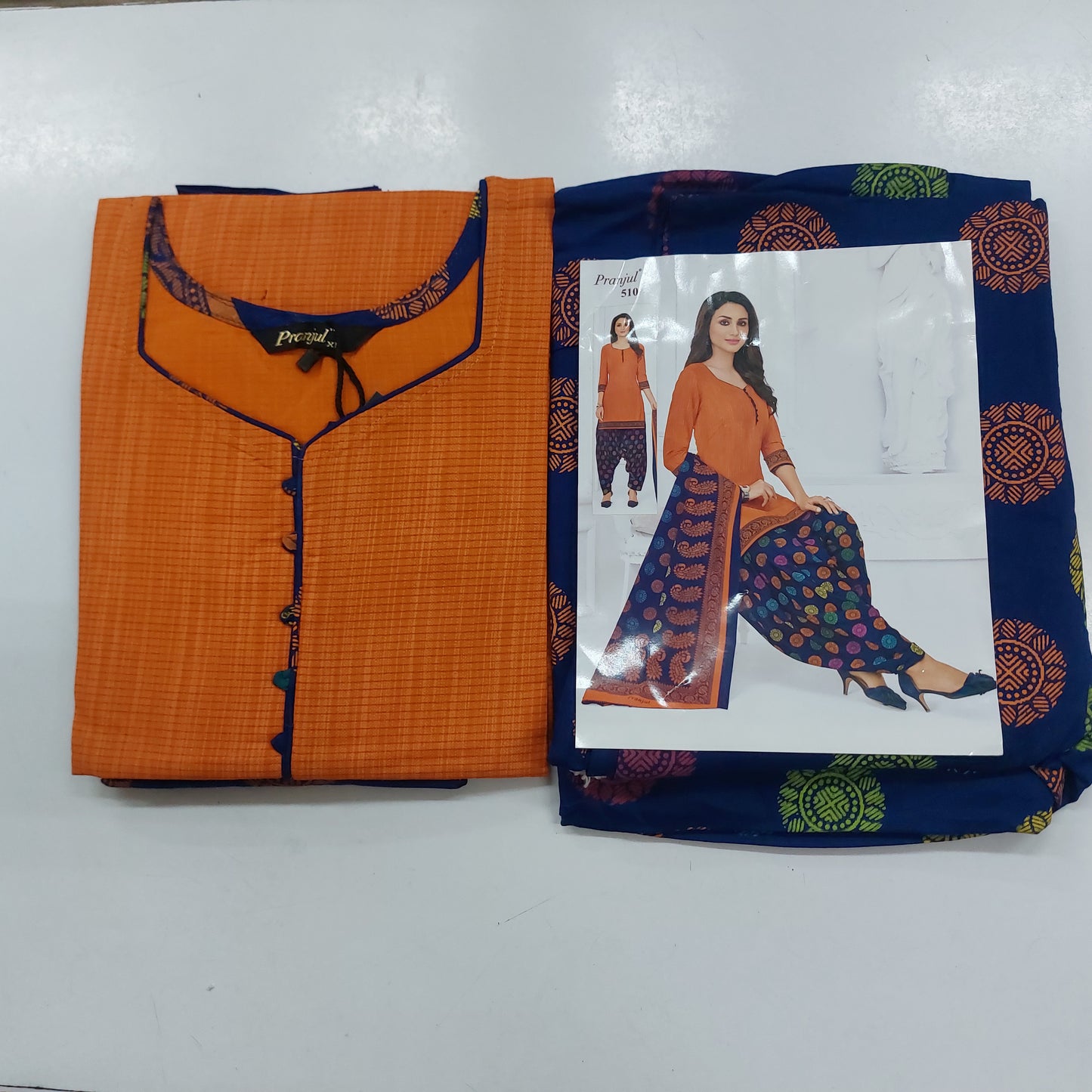 Pranjul Colourful Pure Cotton Readymade Punjabi Suit / Salwar Suit. (500 Series)