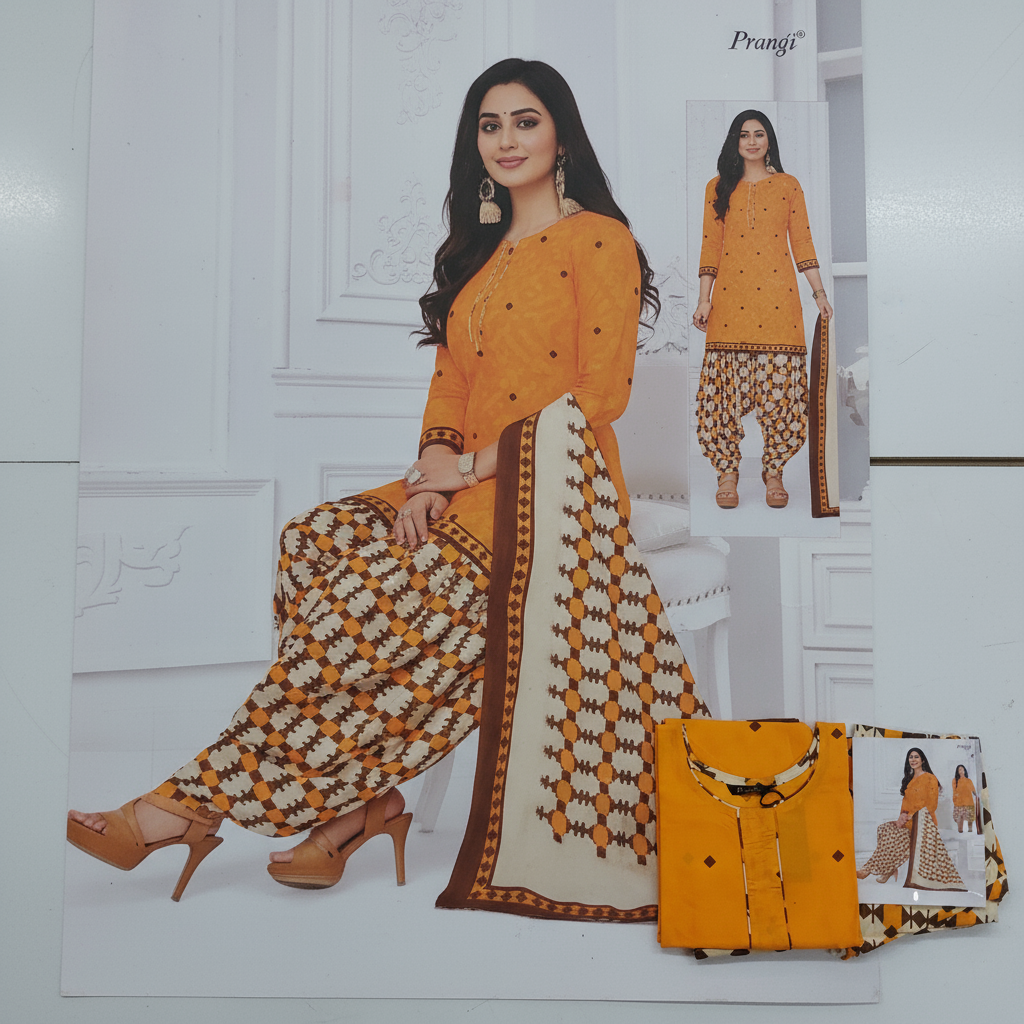 Pranjul Colourful Pure Cotton Readymade Punjabi Suit / Salwar Suit. (500 Series)