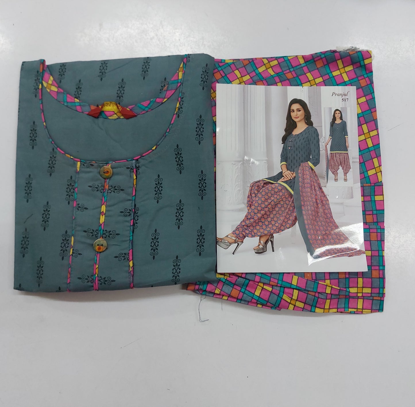 Pranjul Colourful Pure Cotton Readymade Punjabi Suit / Salwar Suit. (500 Series)