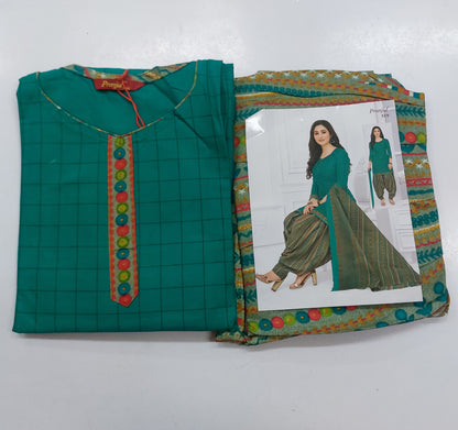 Pranjul Colourful Pure Cotton Readymade Punjabi Suit / Salwar Suit. (500 Series)