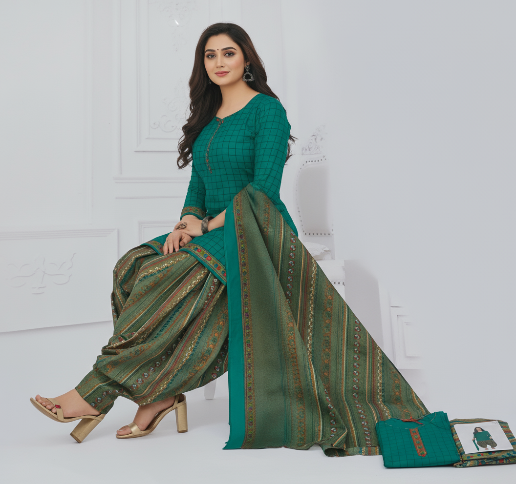 Pranjul Colourful Pure Cotton Readymade Punjabi Suit / Salwar Suit. (500 Series)