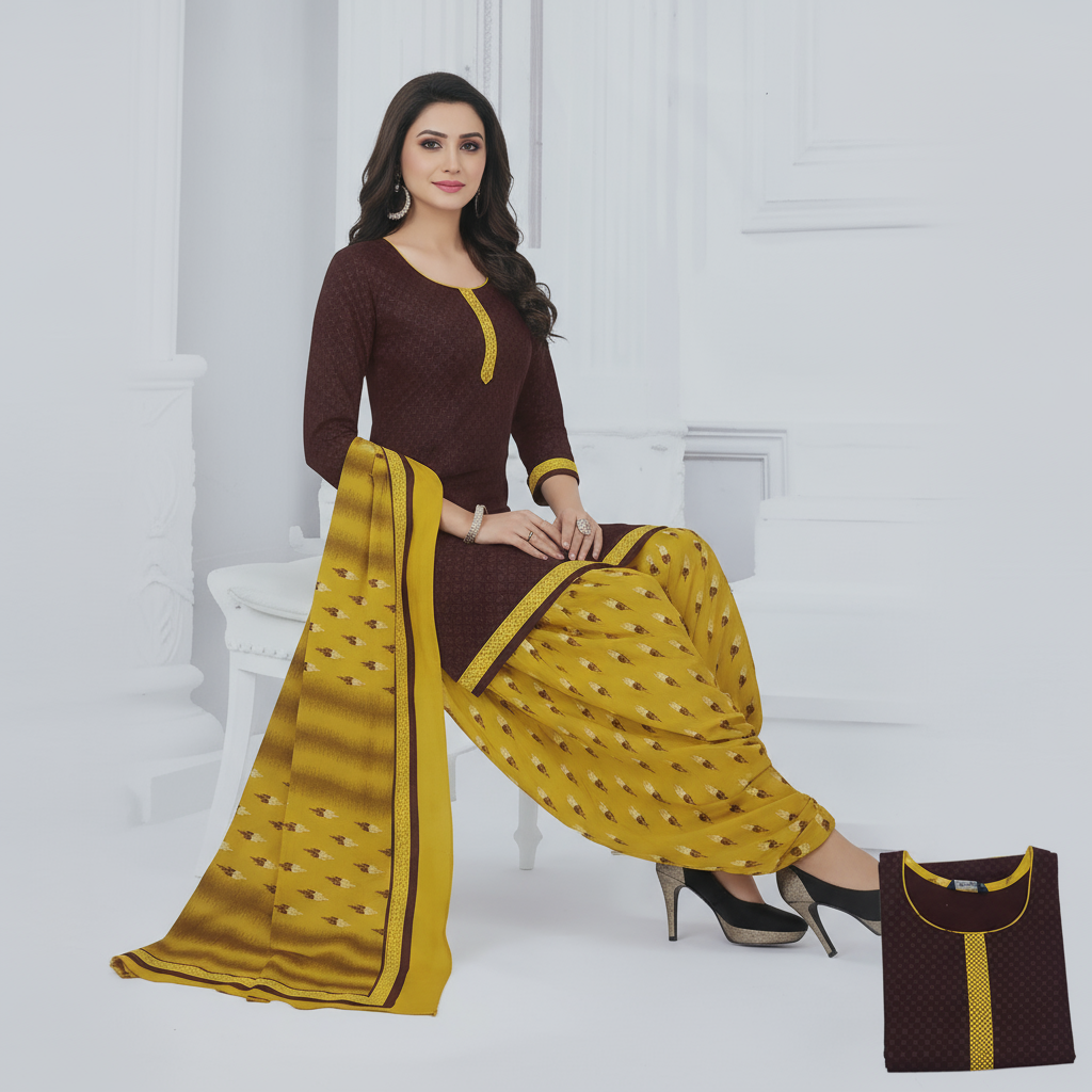 Pranjul Colourful Pure Cotton Readymade Punjabi Suit / Salwar Suit. (500 Series)