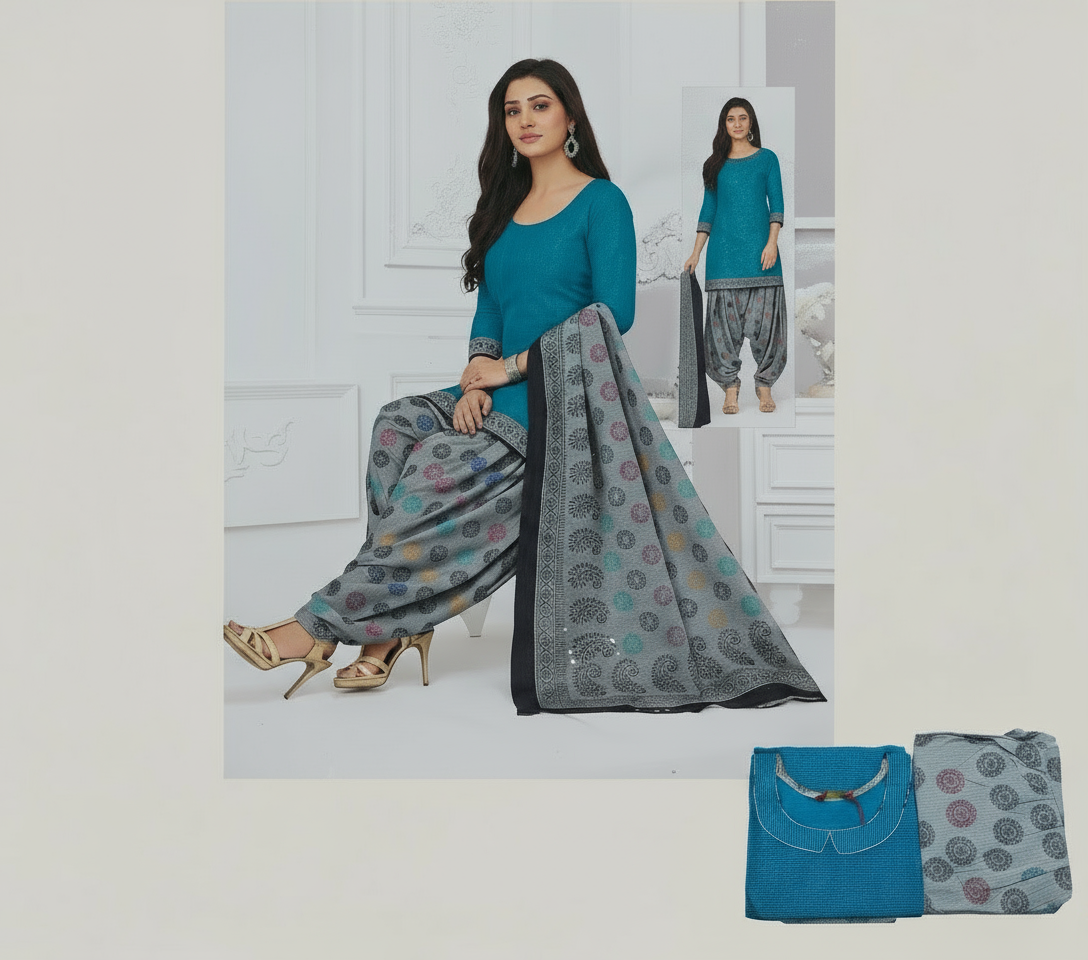 Pranjul Colourful Pure Cotton Readymade Punjabi Suit / Salwar Suit. (500 Series)