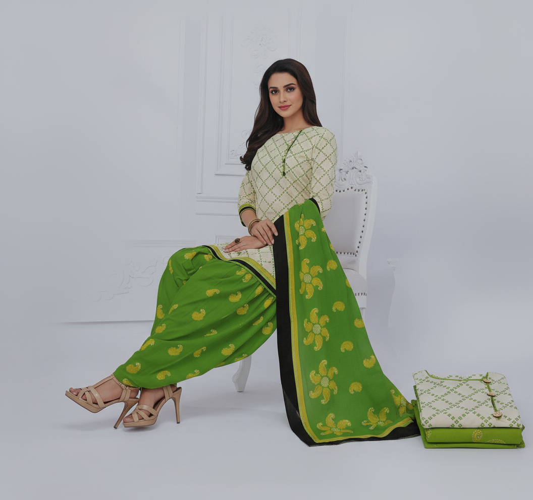 Pranjul Colourful Pure Cotton Readymade Punjabi Suit / Salwar Suit. (500 Series)