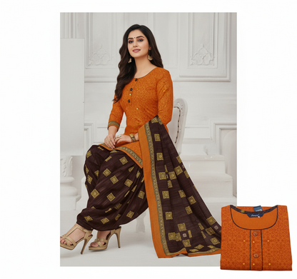 Pranjul Colourful Pure Cotton Readymade Punjabi Suit / Salwar Suit. (500 Series)