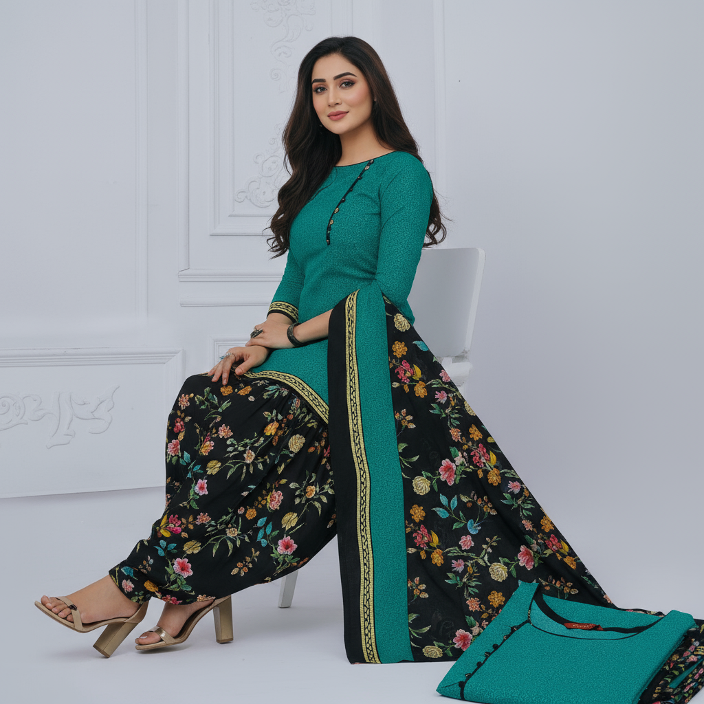 Pranjul Colourful Pure Cotton Readymade Punjabi Suit / Salwar Suit. (500 Series)