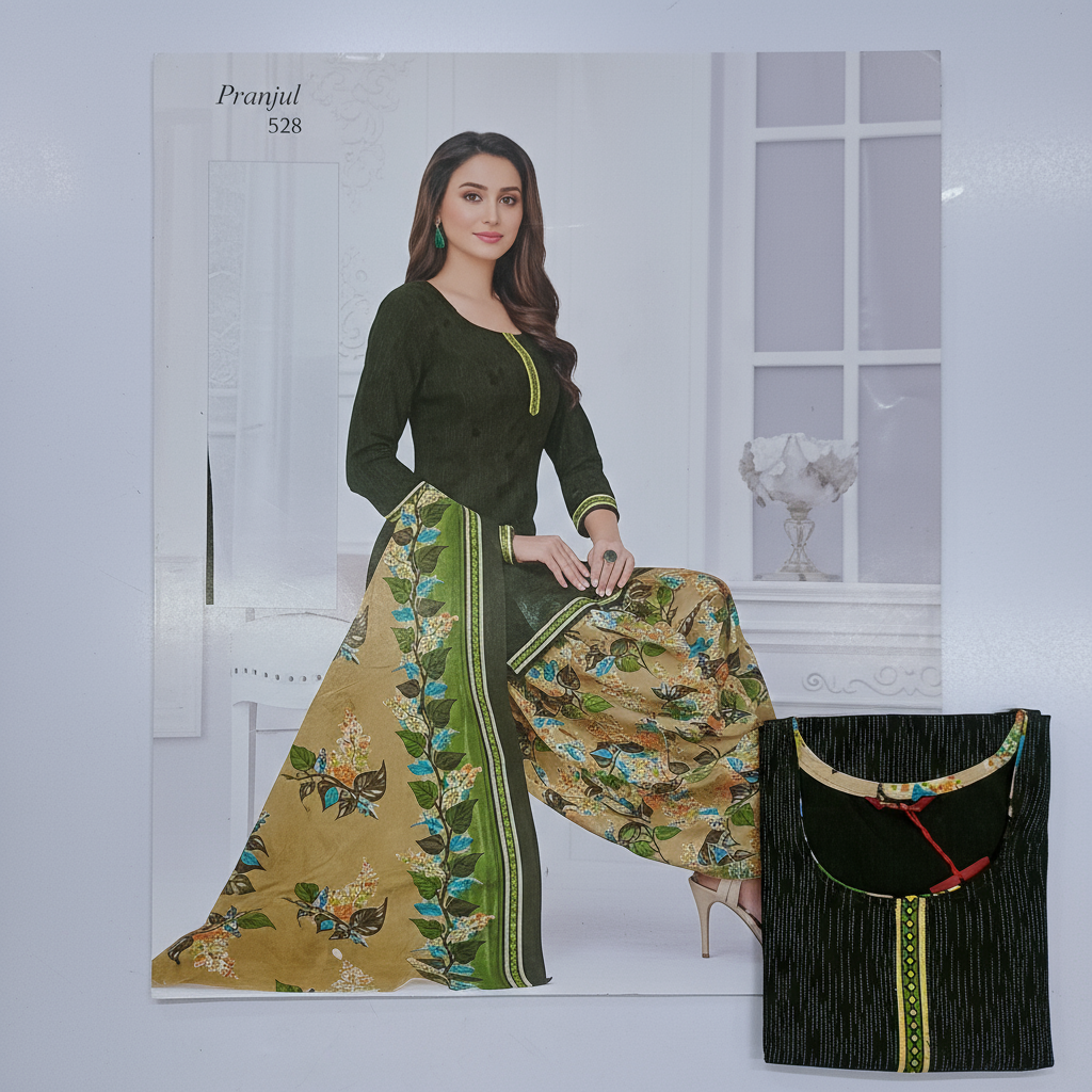 Pranjul Colourful Pure Cotton Readymade Punjabi Suit / Salwar Suit. (500 Series)