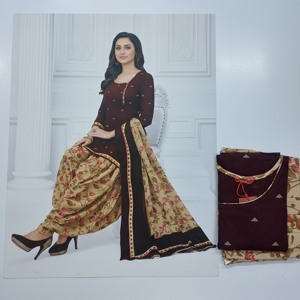 Pranjul Colourful Pure Cotton Readymade Punjabi Suit / Salwar Suit. (500 Series)