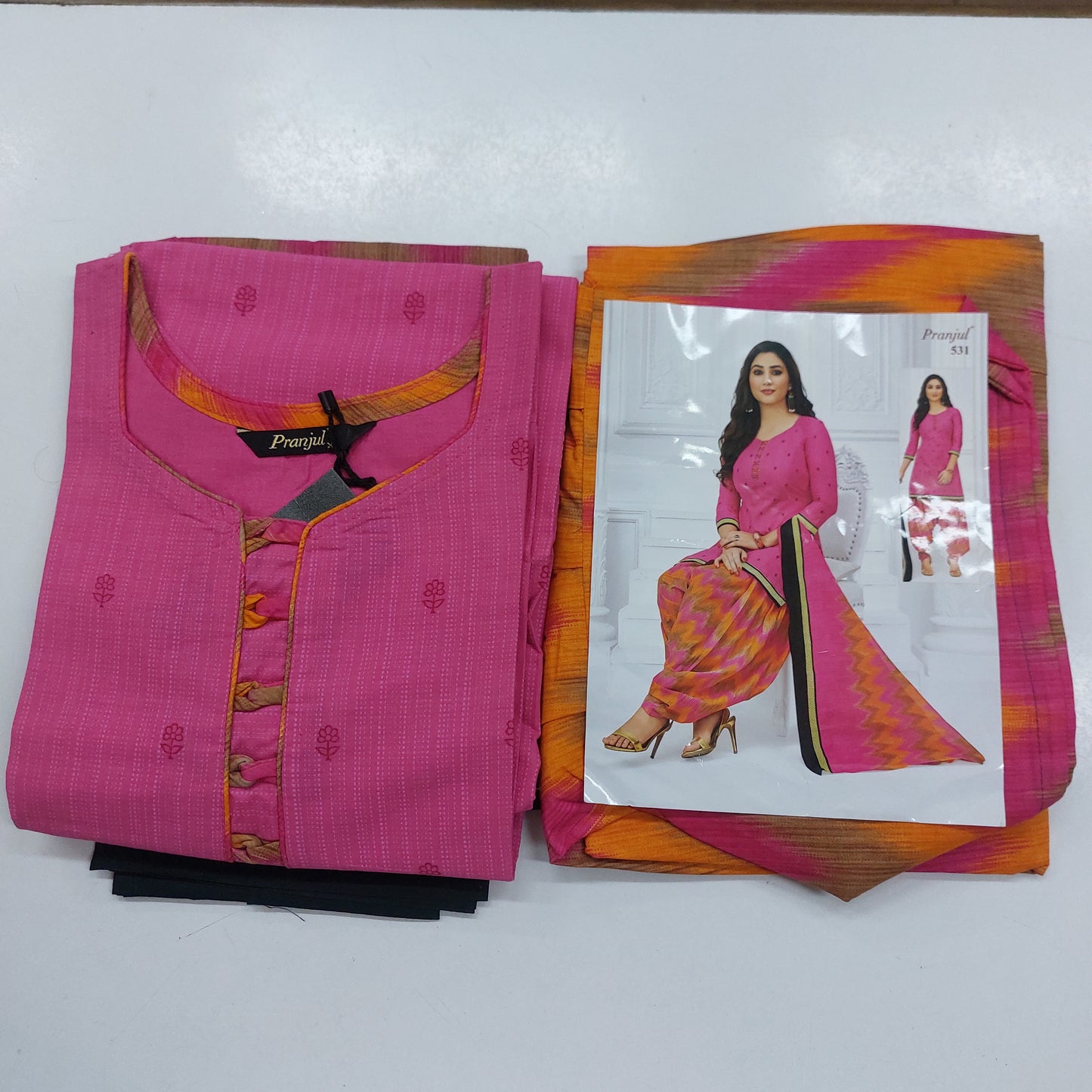Pranjul Colourful Pure Cotton Readymade Punjabi Suit / Salwar Suit. (500 Series)