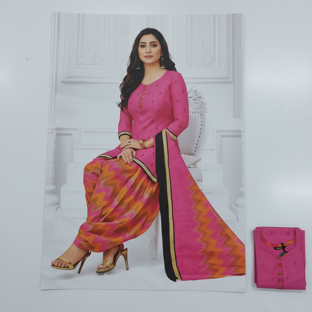 Pranjul Colourful Pure Cotton Readymade Punjabi Suit / Salwar Suit. (500 Series)