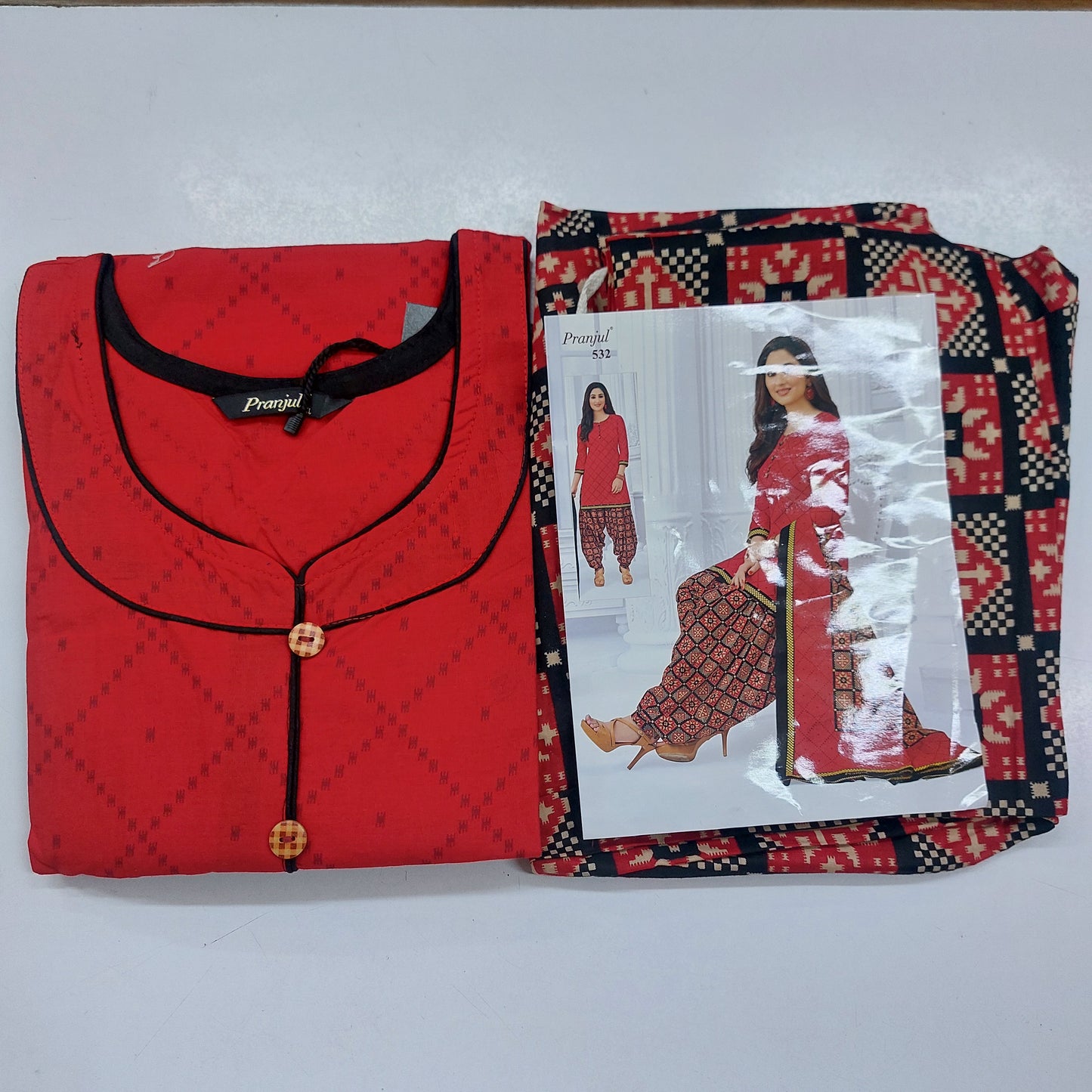 Pranjul Colourful Pure Cotton Readymade Punjabi Suit / Salwar Suit. (500 Series)