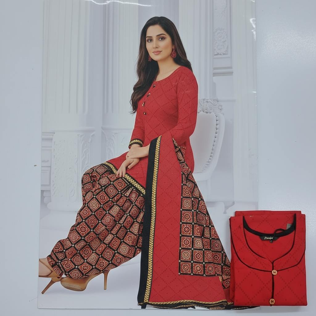 Pranjul Colourful Pure Cotton Readymade Punjabi Suit / Salwar Suit. (500 Series)