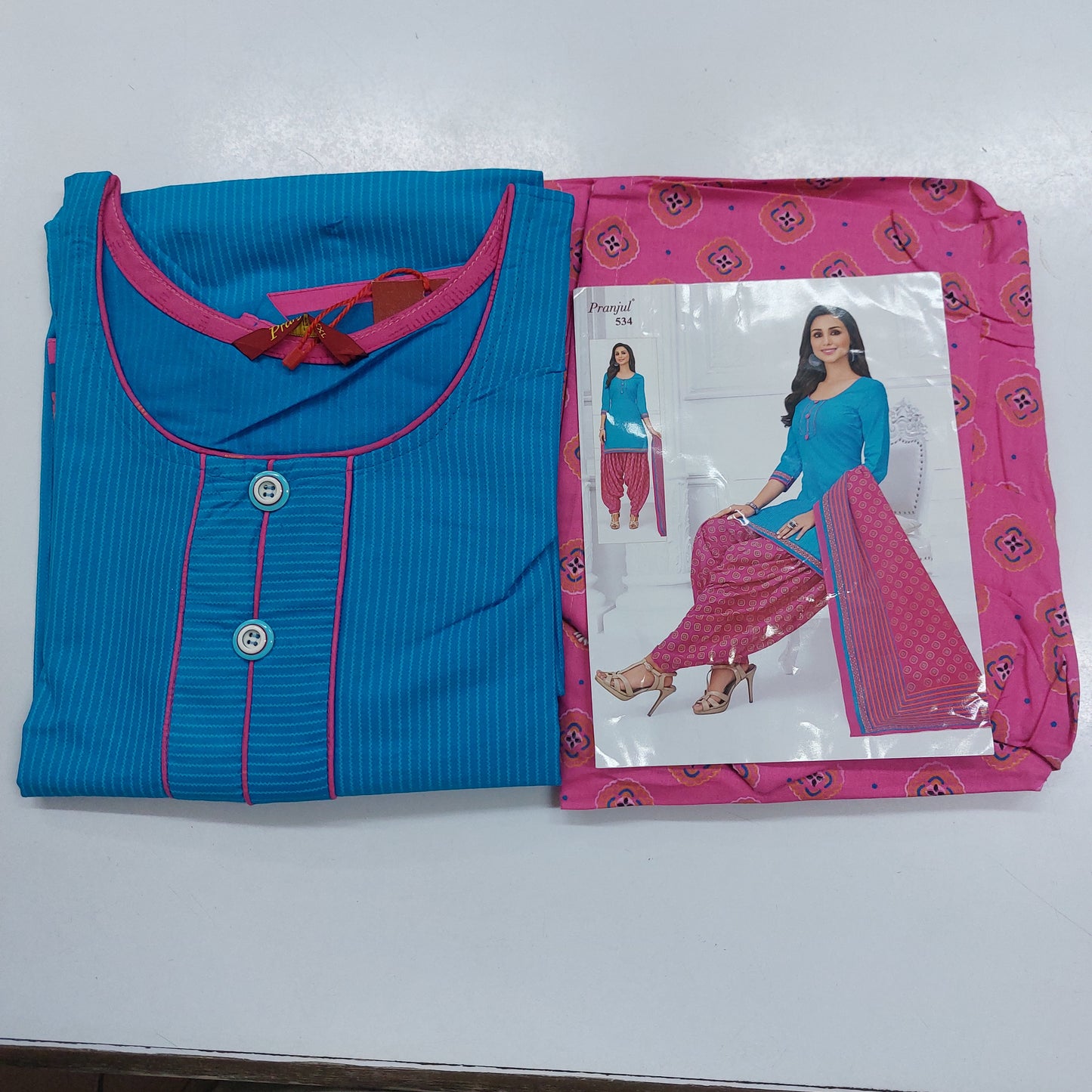Pranjul Colourful Pure Cotton Readymade Punjabi Suit / Salwar Suit. (500 Series)