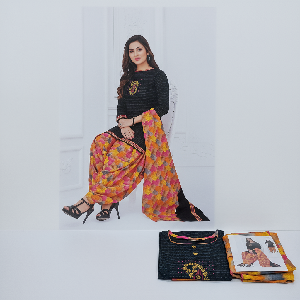 Pranjul Colourful Pure Cotton Readymade Punjabi Suit / Salwar Suit. (500 Series)