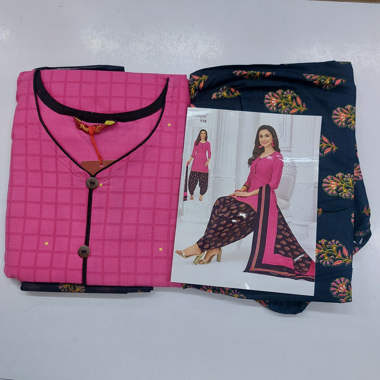 Pranjul Colourful Pure Cotton Readymade Punjabi Suit / Salwar Suit. (500 Series)
