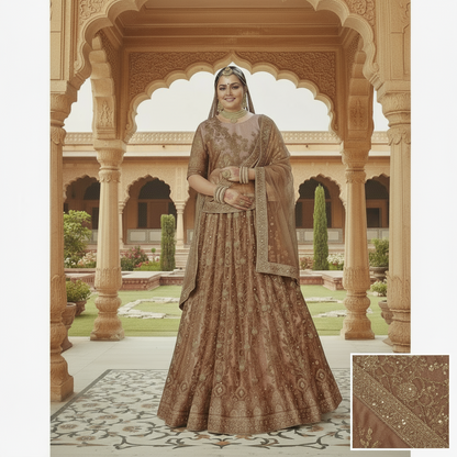 Semi Stitched Zari and Thread Work Choli Lehenga