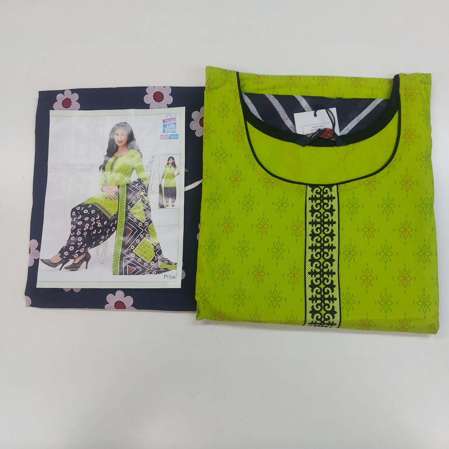 MCM Life Style  Colourful Pure Cotton Readymade Punjabi Suit / Salwar Suit.