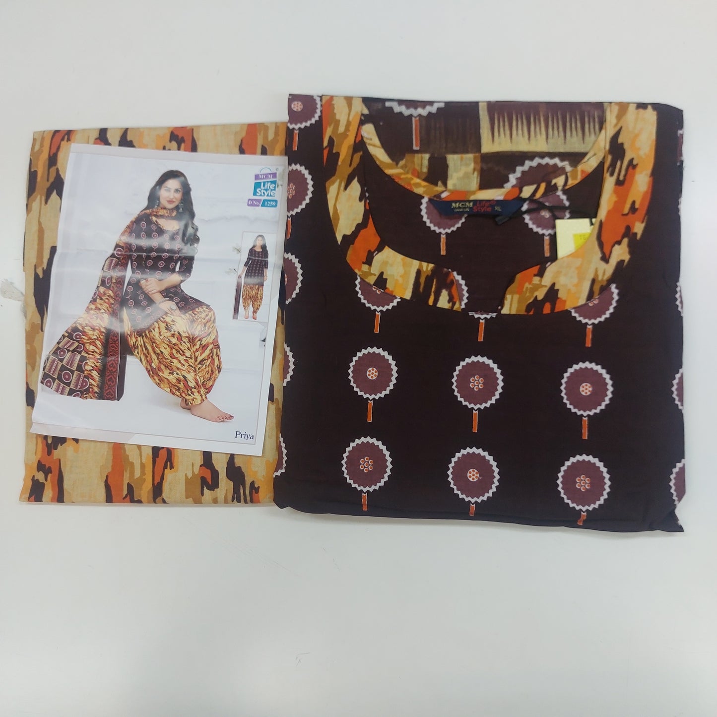 MCM Life Style  Colourful Pure Cotton Readymade Punjabi Suit / Salwar Suit.