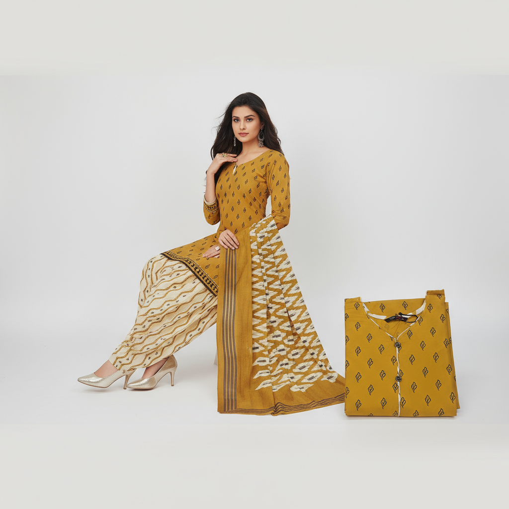 MCM Life Style  Colourful Pure Cotton Readymade Punjabi Suit / Salwar Suit.