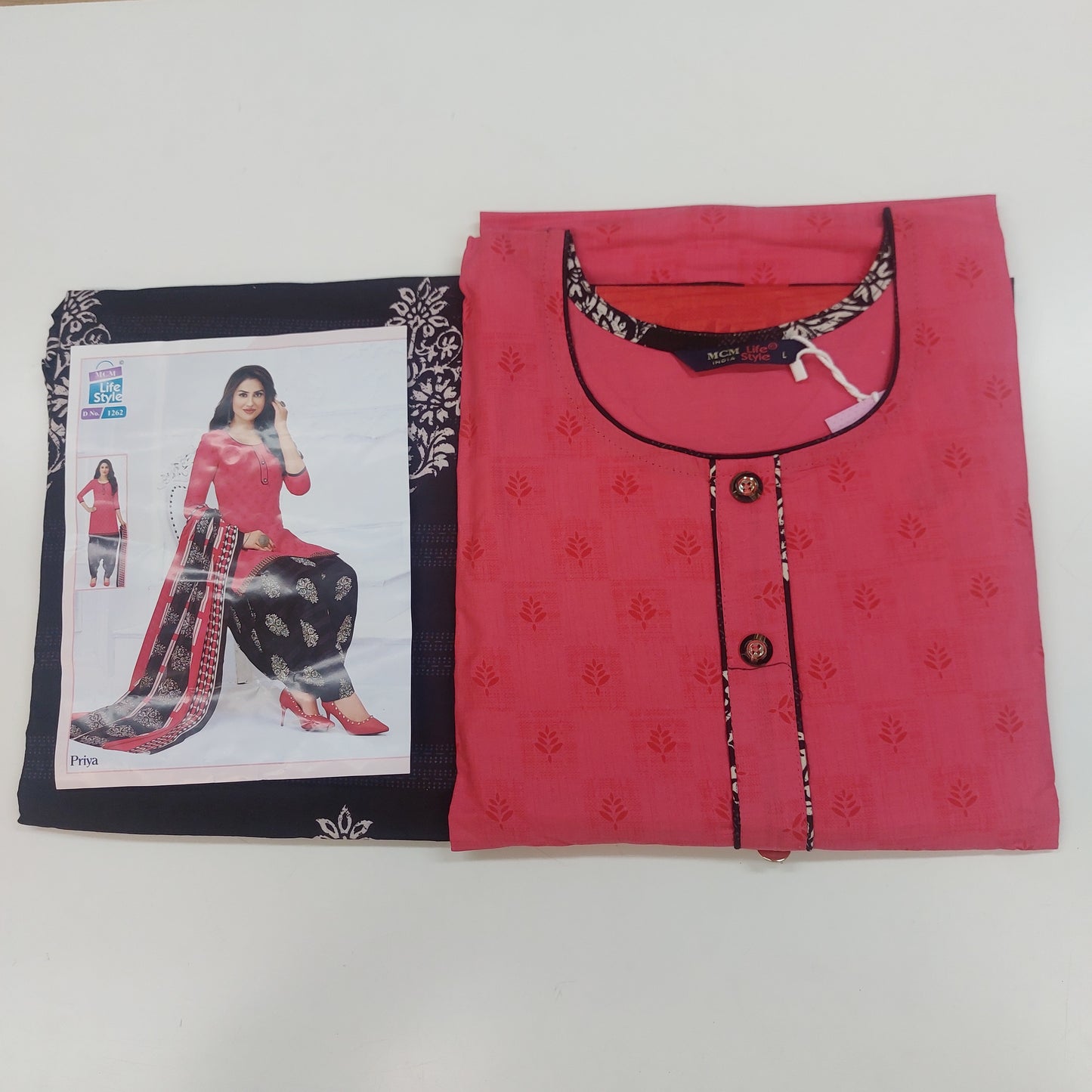 MCM Life Style  Colourful Pure Cotton Readymade Punjabi Suit / Salwar Suit.