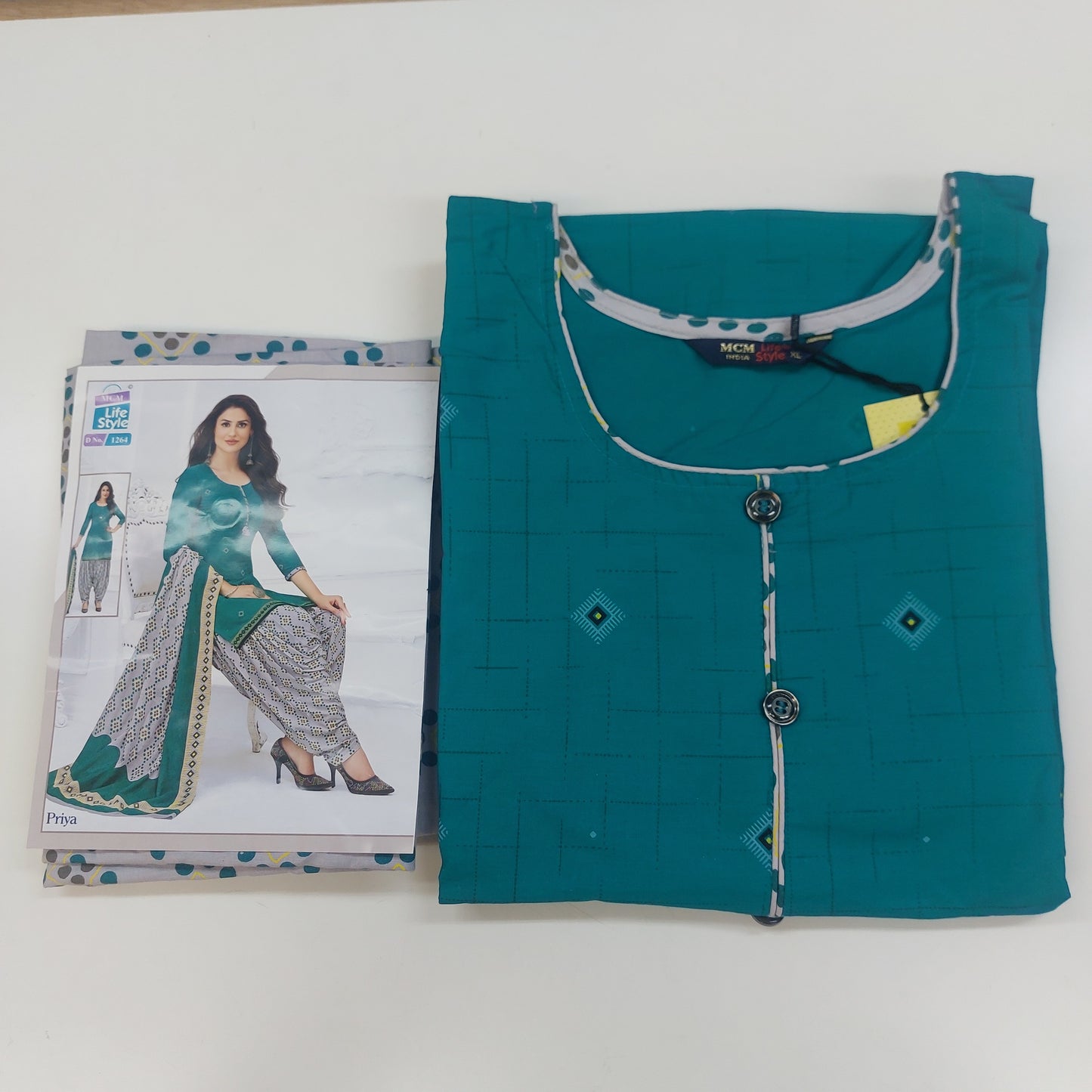 MCM Life Style  Colourful Pure Cotton Readymade Punjabi Suit / Salwar Suit.