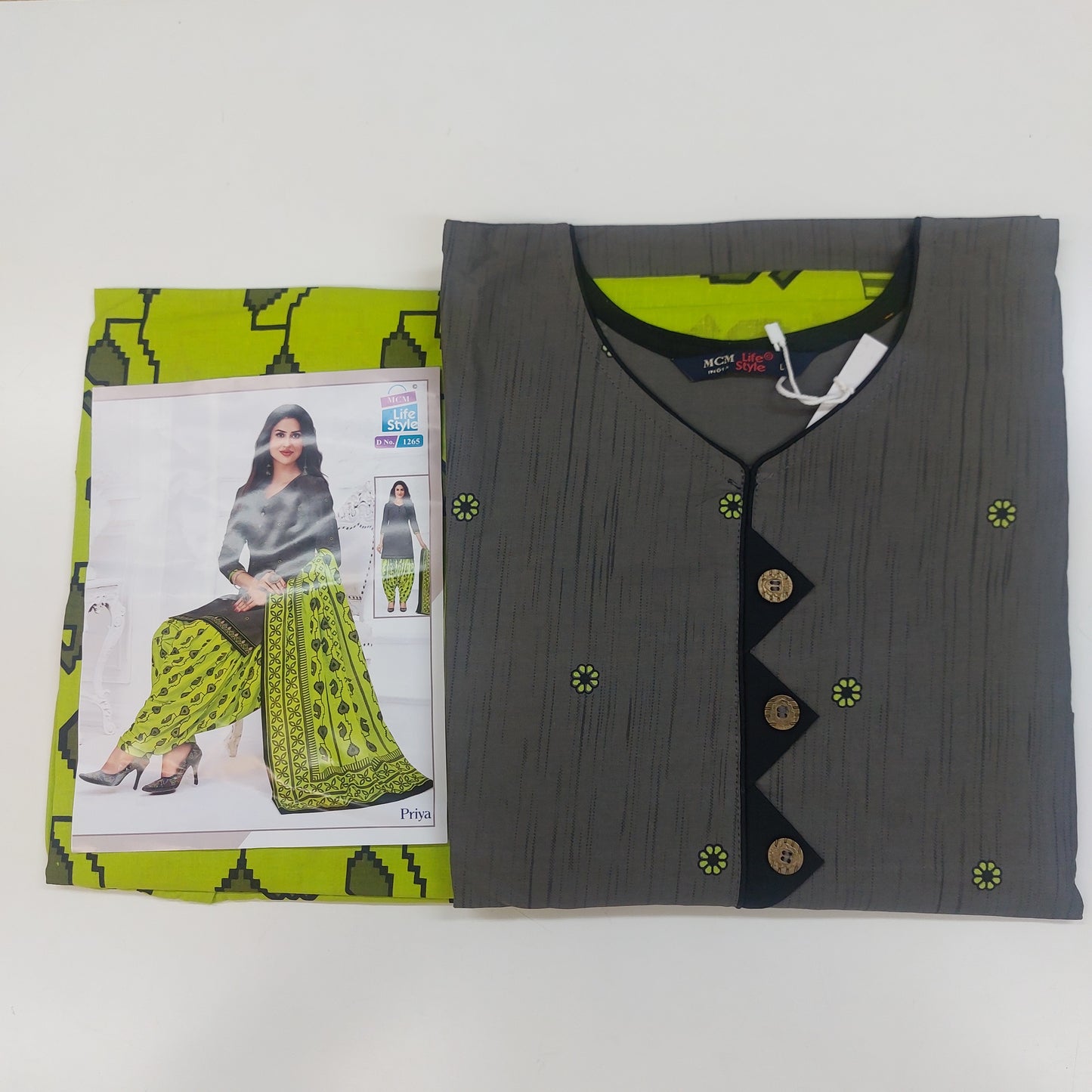 MCM Life Style  Colourful Pure Cotton Readymade Punjabi Suit / Salwar Suit.