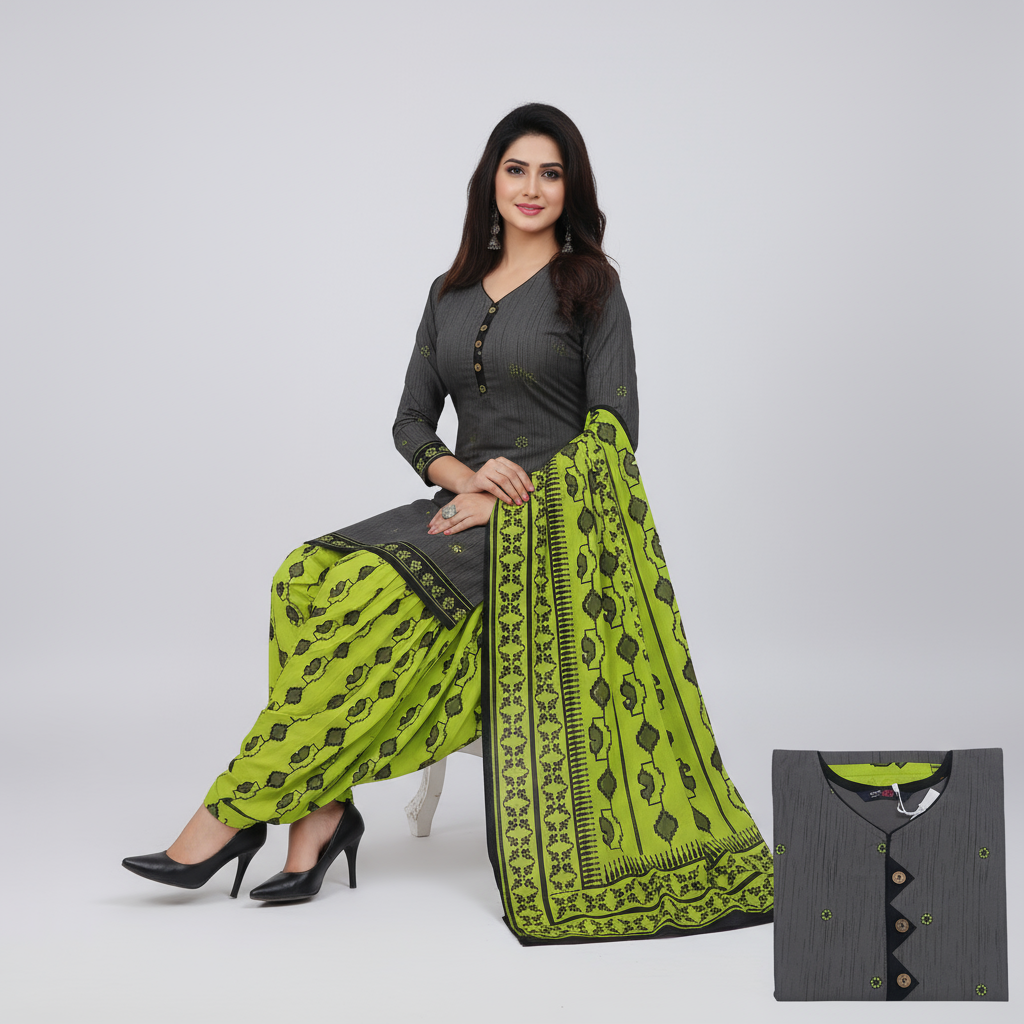 MCM Life Style  Colourful Pure Cotton Readymade Punjabi Suit / Salwar Suit.