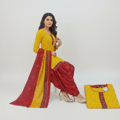 MCM Life Style  Colourful Pure Cotton Readymade Punjabi Suit / Salwar Suit.