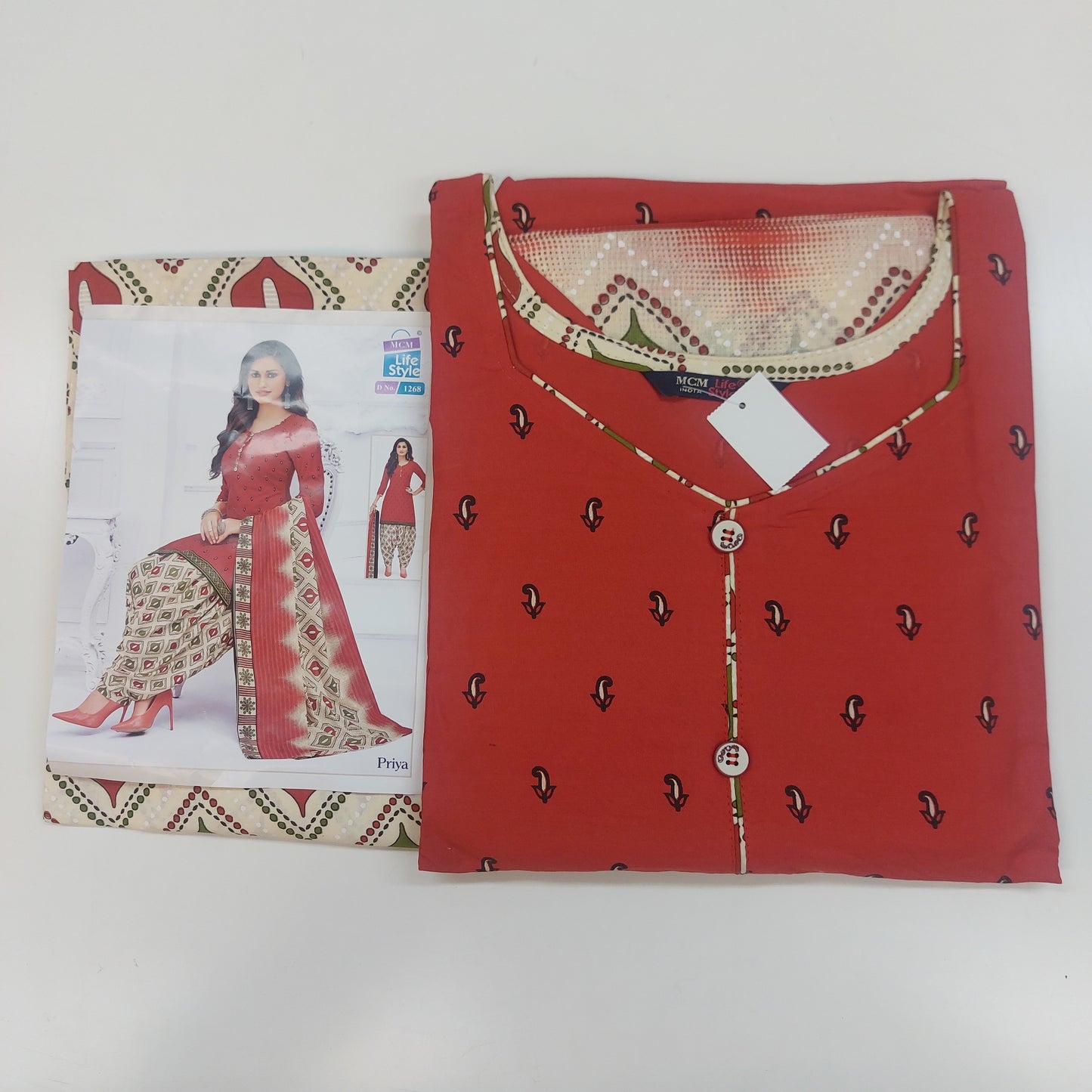 MCM Life Style  Colourful Pure Cotton Readymade Punjabi Suit / Salwar Suit.