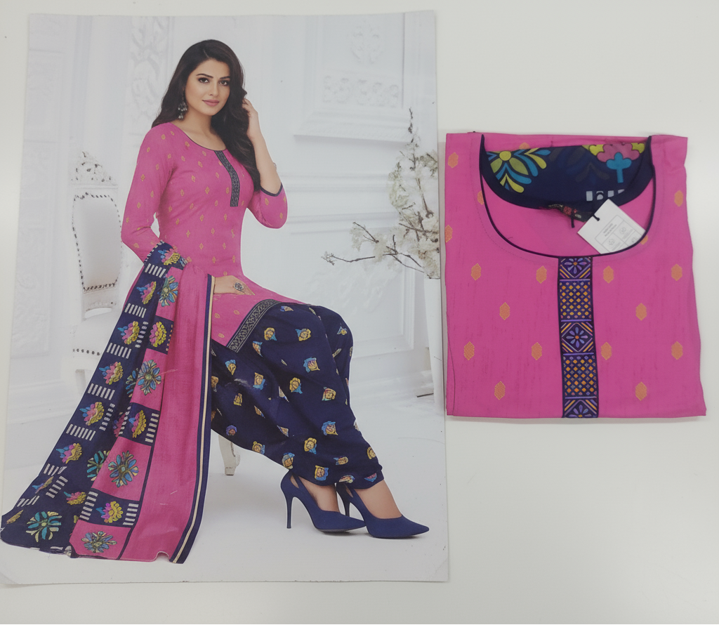 MCM Life Style  Colourful Pure Cotton Readymade Punjabi Suit / Salwar Suit.