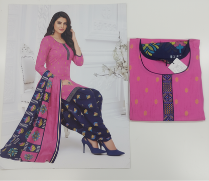 MCM Life Style  Colourful Pure Cotton Readymade Punjabi Suit / Salwar Suit.