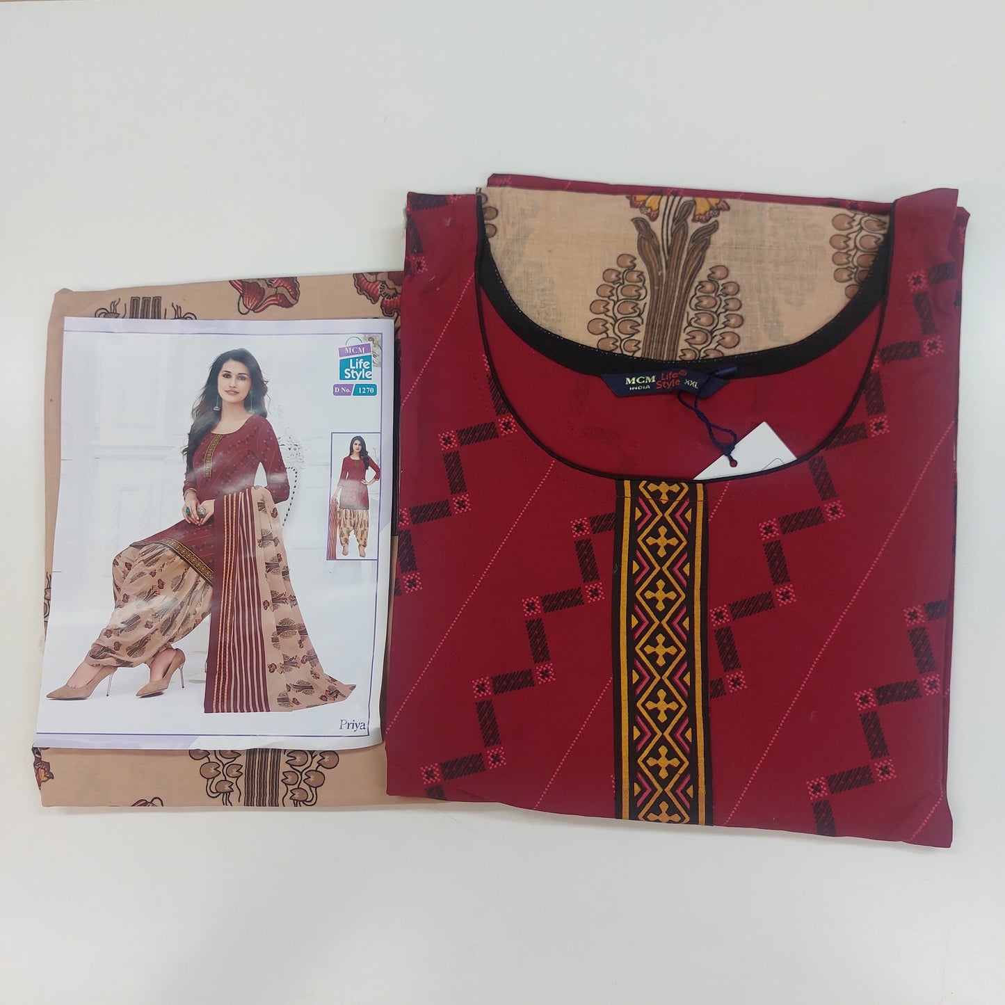 MCM Life Style  Colourful Pure Cotton Readymade Punjabi Suit / Salwar Suit.