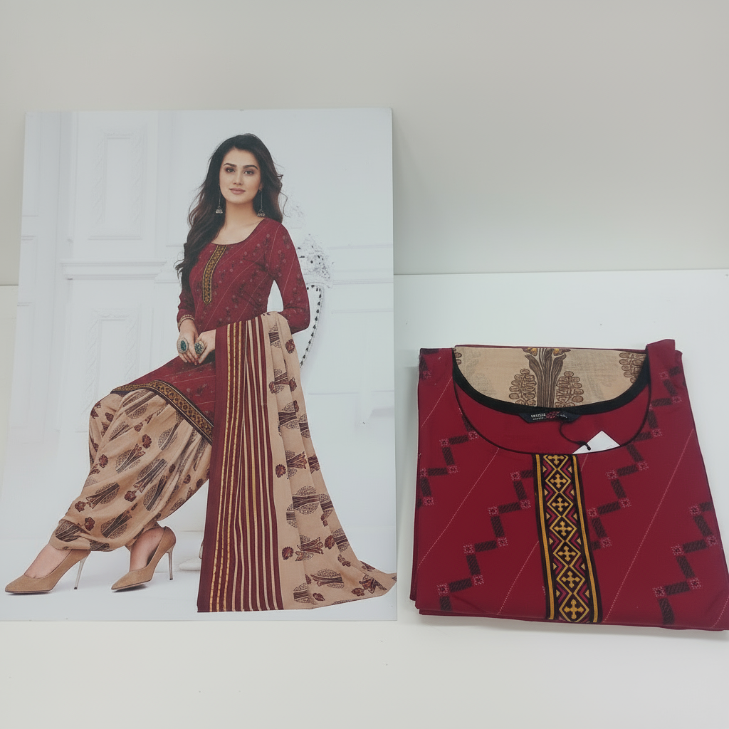 MCM Life Style  Colourful Pure Cotton Readymade Punjabi Suit / Salwar Suit.