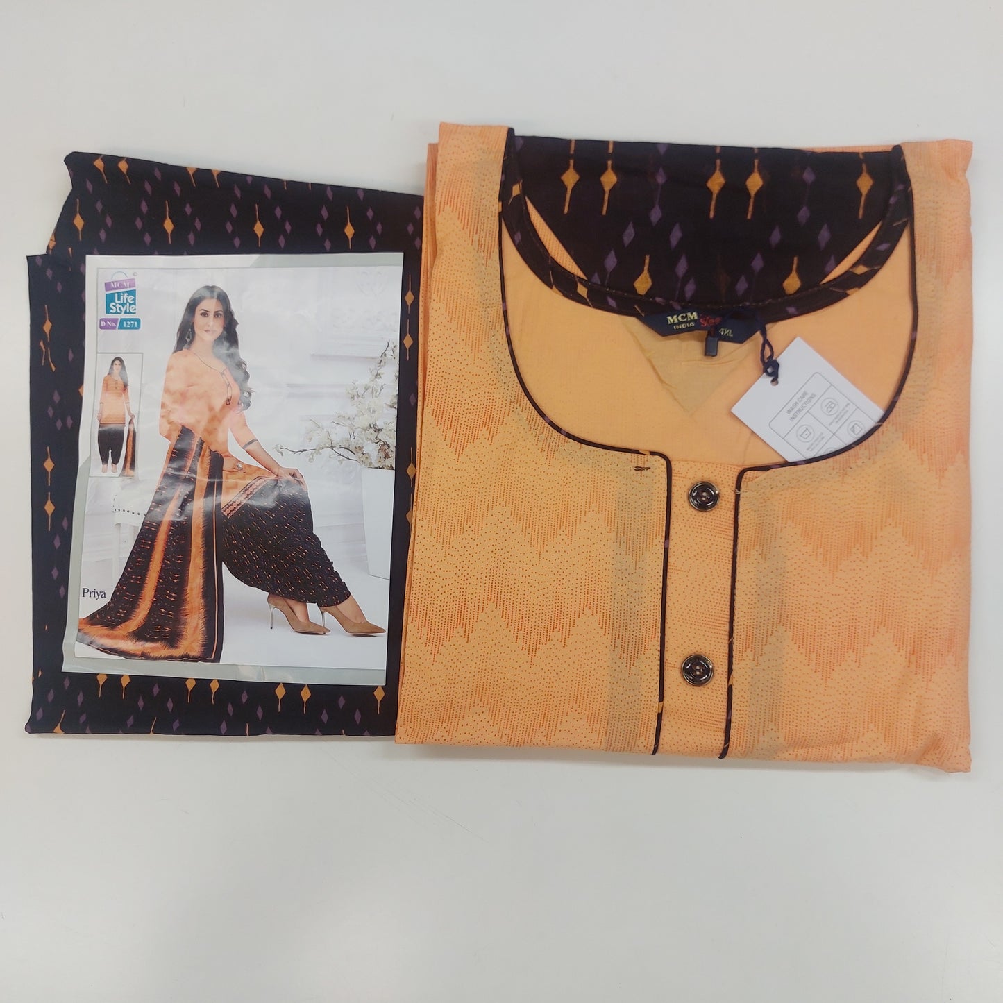MCM Life Style  Colourful Pure Cotton Readymade Punjabi Suit / Salwar Suit.