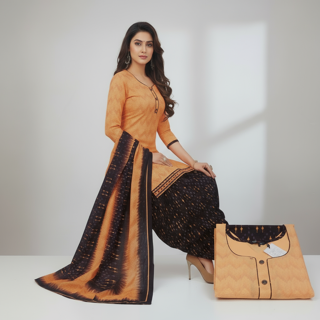 MCM Life Style  Colourful Pure Cotton Readymade Punjabi Suit / Salwar Suit.