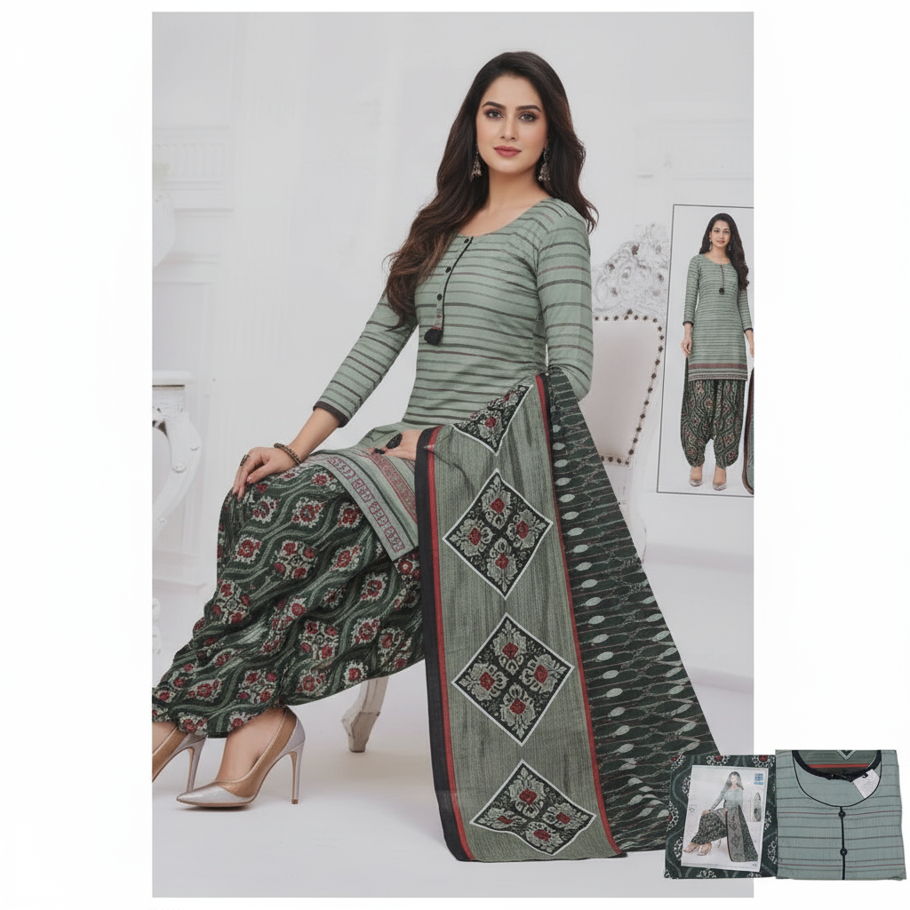 MCM Life Style  Colourful Pure Cotton Readymade Punjabi Suit / Salwar Suit.