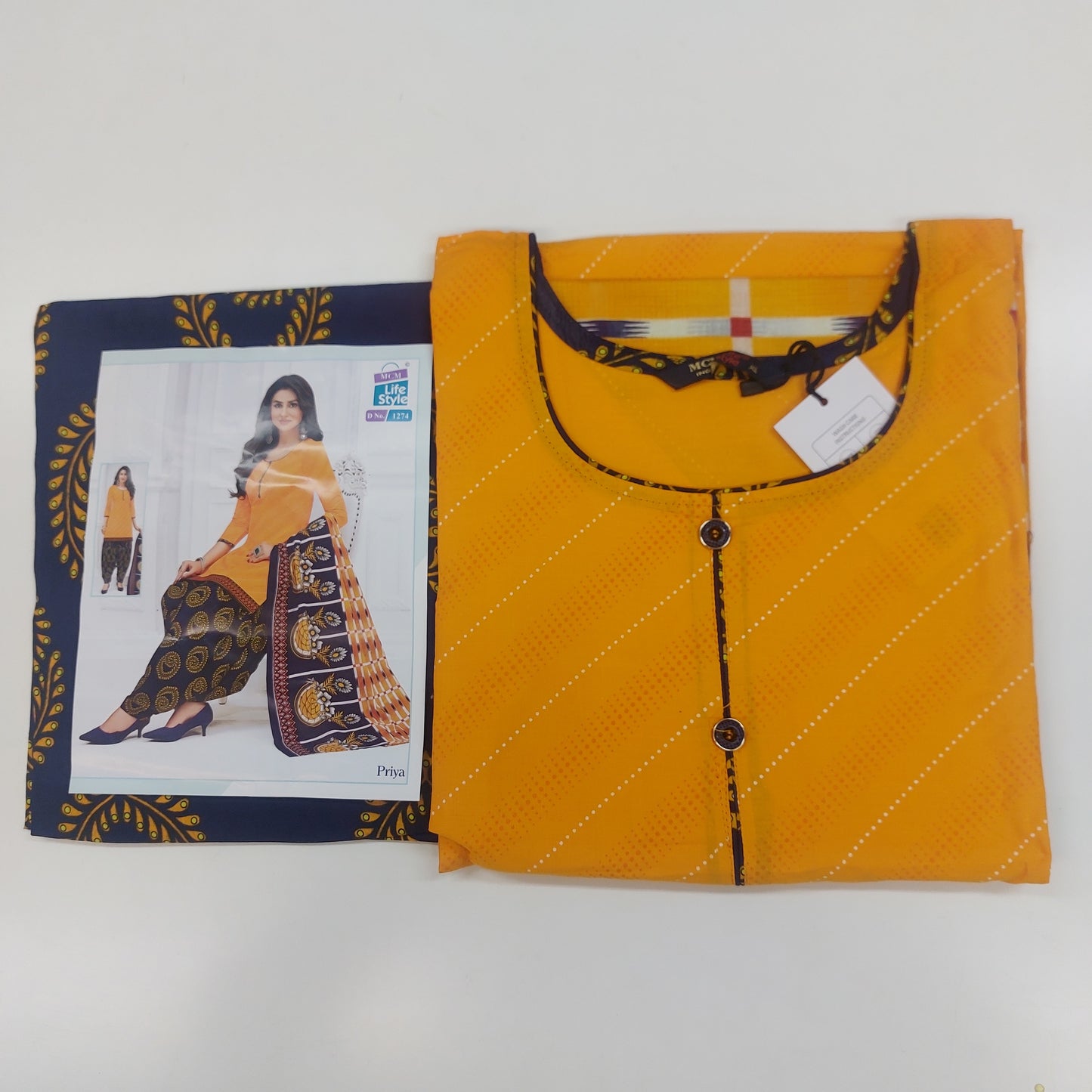 MCM Life Style  Colourful Pure Cotton Readymade Punjabi Suit / Salwar Suit.