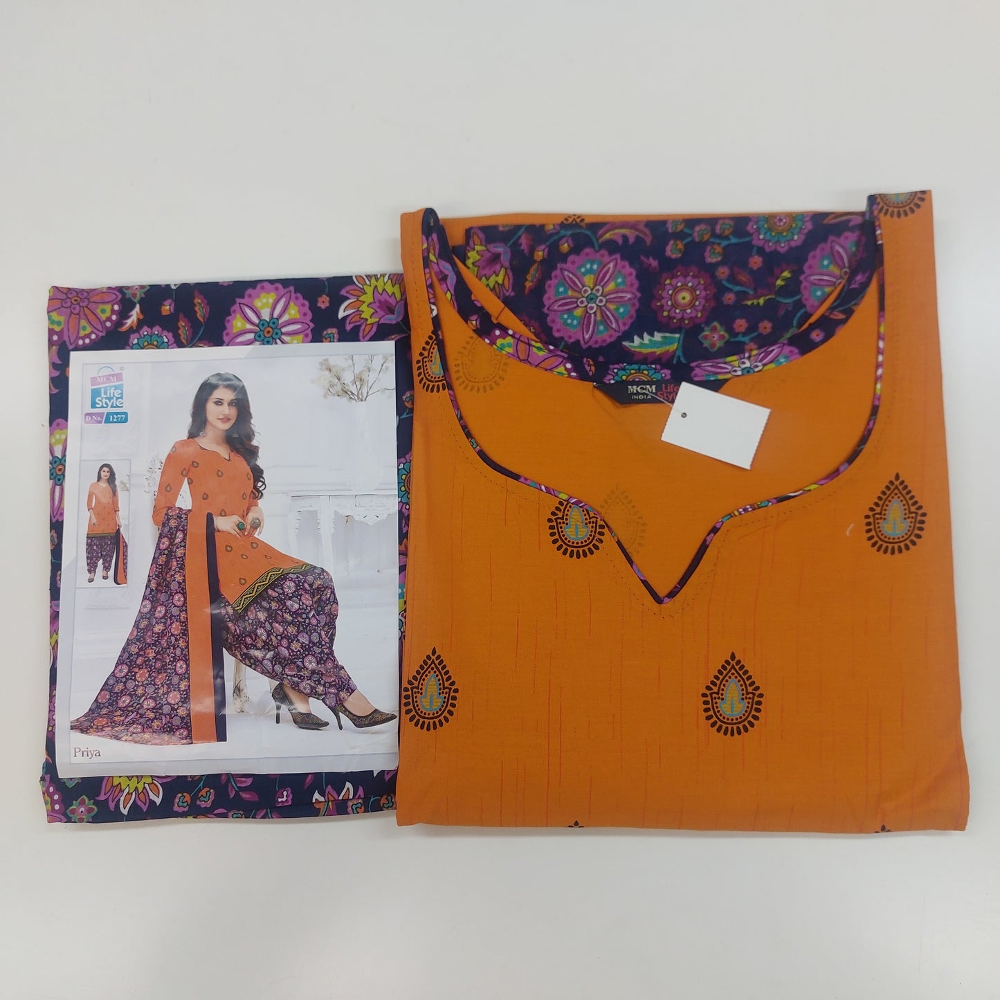 MCM Life Style  Colourful Pure Cotton Readymade Punjabi Suit / Salwar Suit.